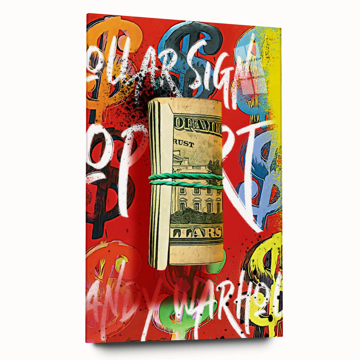 Bold Pop Art Wall Art - Dollar Sign Canvas with Red and Yellow