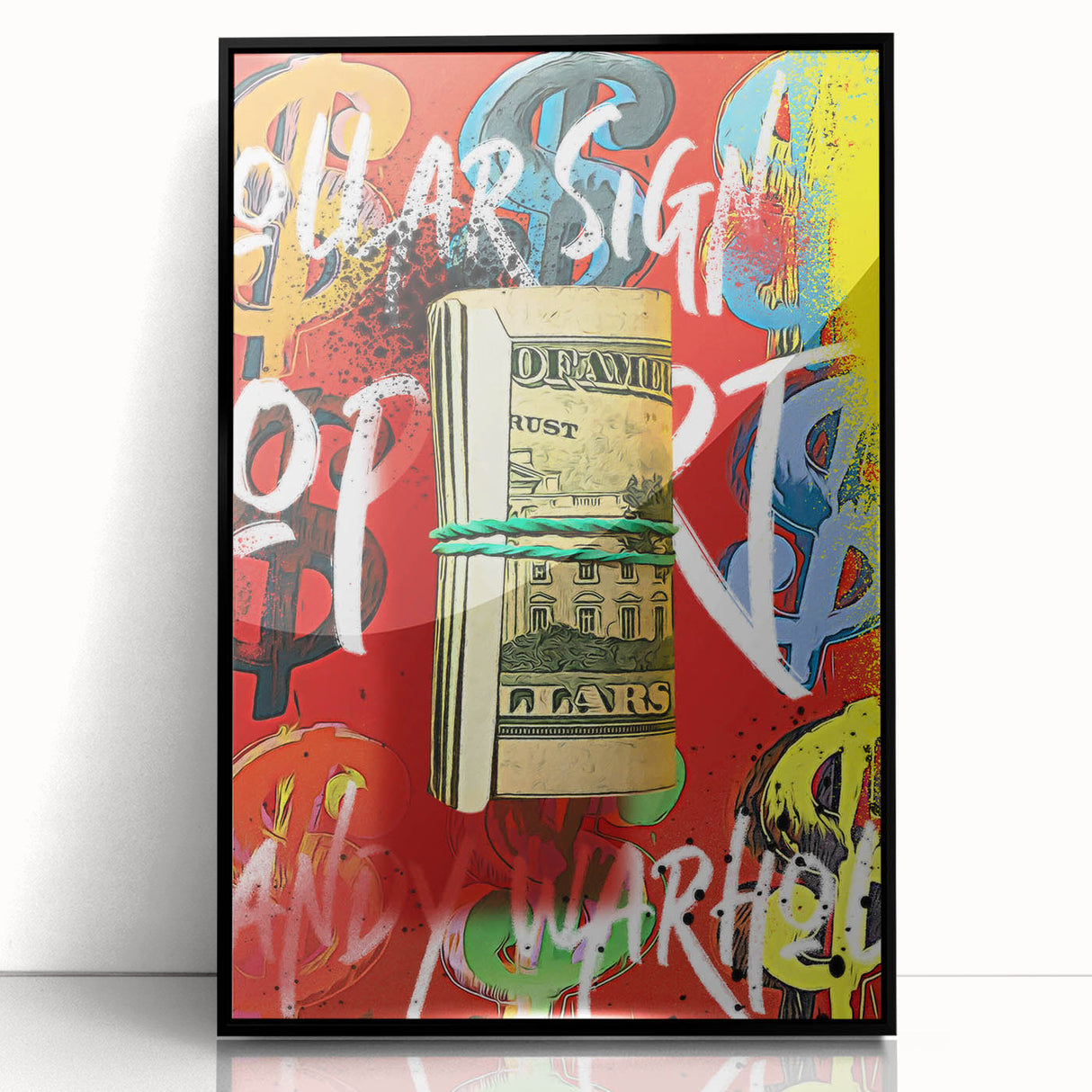 Bold Pop Art Wall Art - Dollar Sign Canvas with Red and Yellow