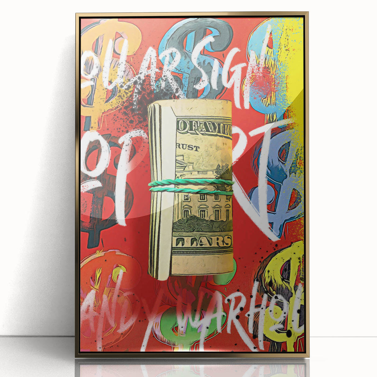 Bold Pop Art Wall Art - Dollar Sign Canvas with Red and Yellow