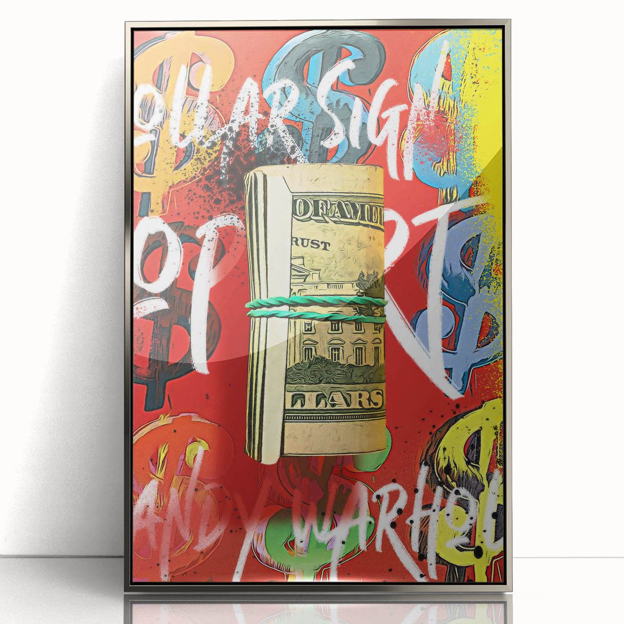 Bold Pop Art Wall Art - Dollar Sign Canvas with Red and Yellow