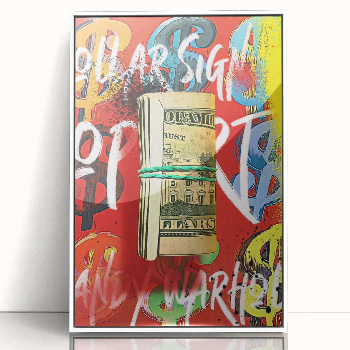 Bold Pop Art Wall Art - Dollar Sign Canvas with Red and Yellow