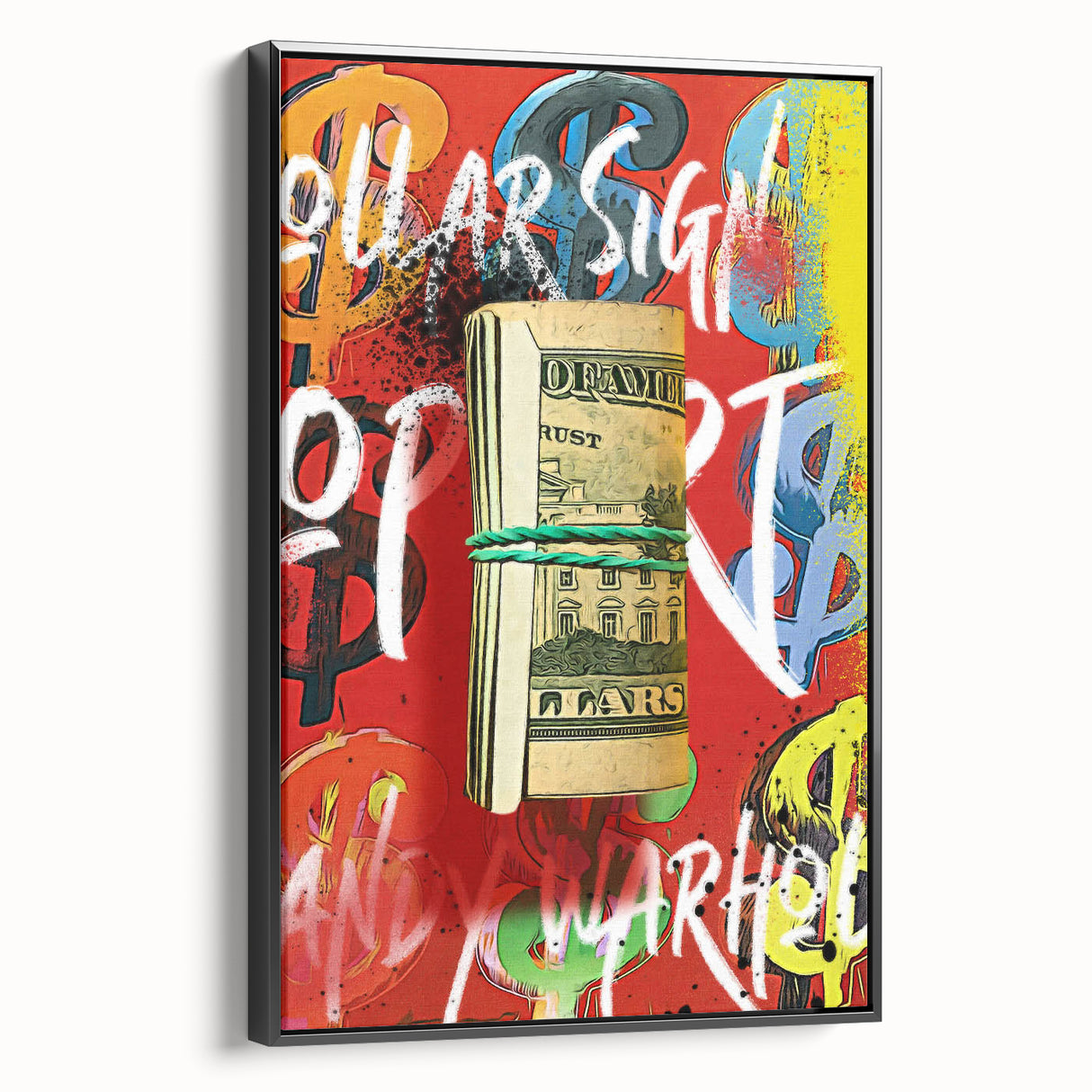 Bold Pop Art Wall Art - Dollar Sign Canvas with Red and Yellow