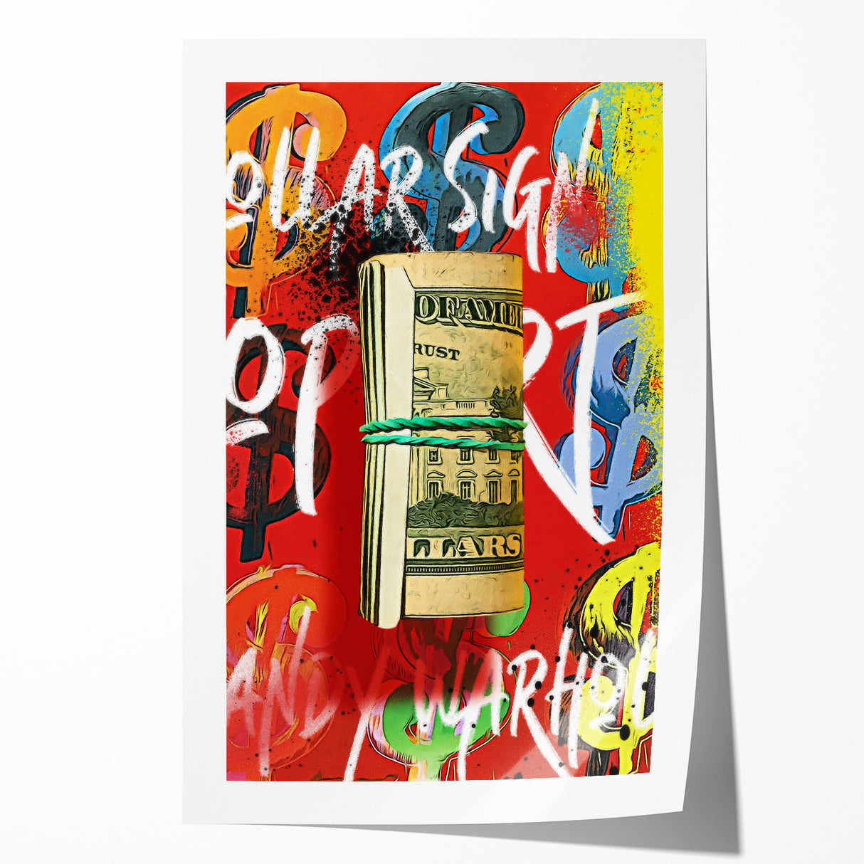Bold Pop Art Wall Art - Dollar Sign Canvas with Red and Yellow