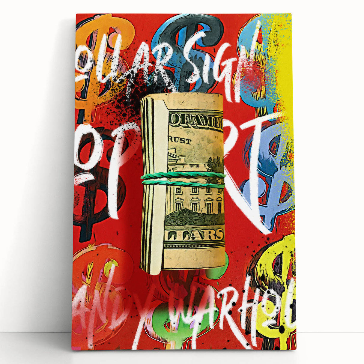 Bold Pop Art Wall Art - Dollar Sign Canvas with Red and Yellow