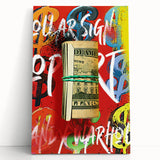 Bold Pop Art Wall Art - Dollar Sign Canvas with Red and Yellow
