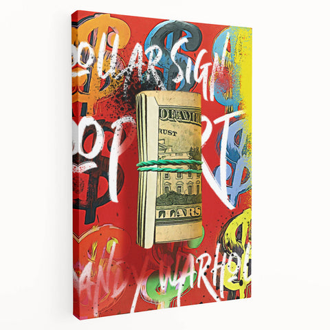 Bold Pop Art Wall Art - Dollar Sign Canvas with Red and Yellow