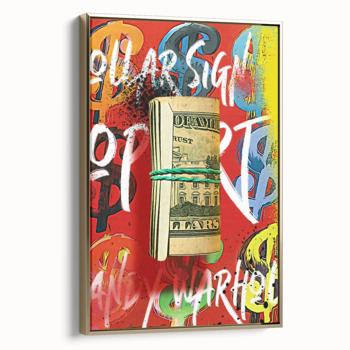 Bold Pop Art Wall Art - Dollar Sign Canvas with Red and Yellow
