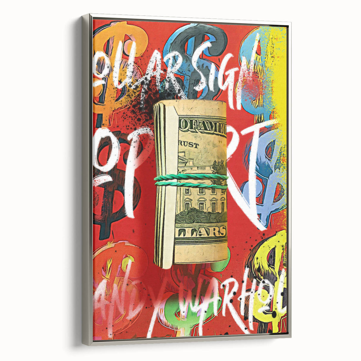 Bold Pop Art Wall Art - Dollar Sign Canvas with Red and Yellow