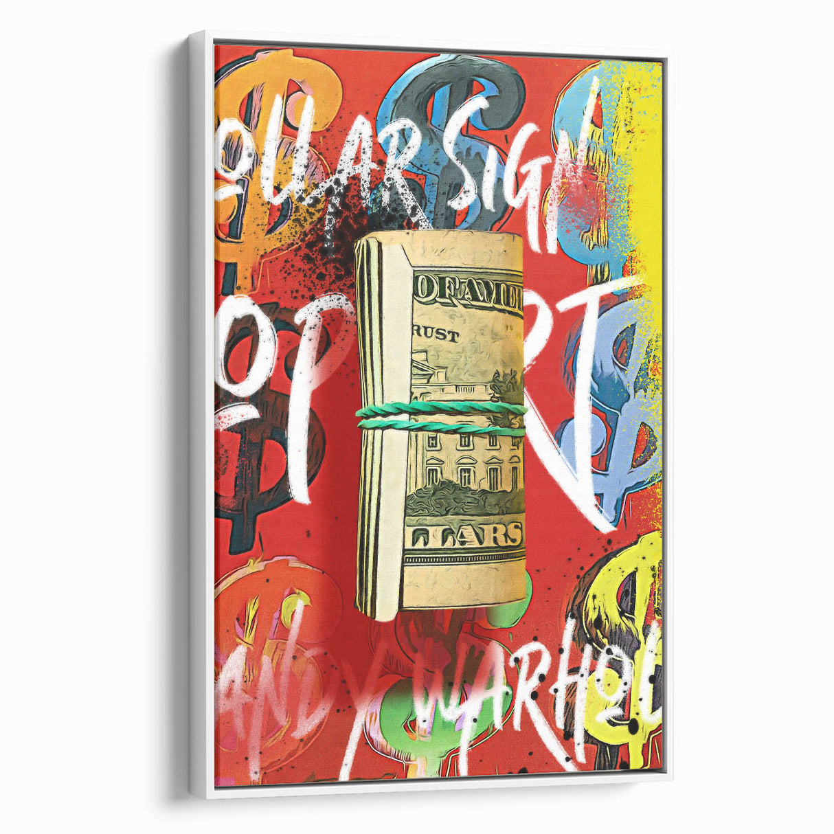 Bold Pop Art Wall Art - Dollar Sign Canvas with Red and Yellow