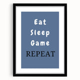 Eat Sleep Game Repeat – Gamer Wall Art for Boys Room