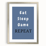 Eat Sleep Game Repeat – Gamer Wall Art for Boys Room