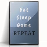 Eat Sleep Game Repeat – Gamer Wall Art for Boys Room
