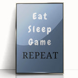 Eat Sleep Game Repeat – Gamer Wall Art for Boys Room