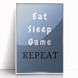 Eat Sleep Game Repeat – Gamer Wall Art for Boys Room