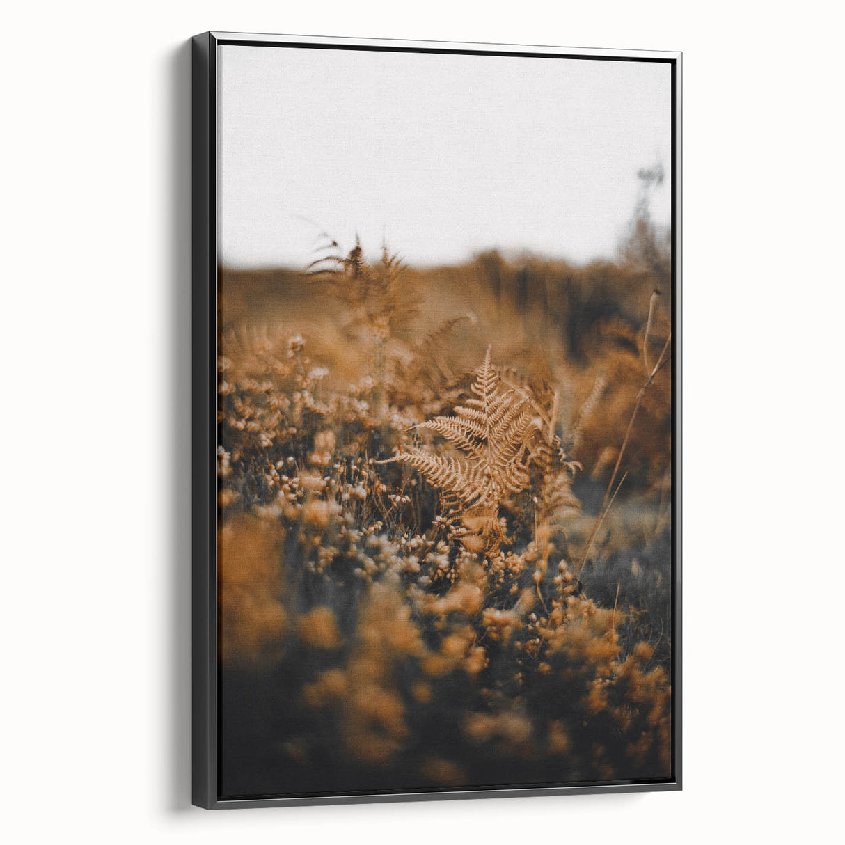 Black and white vintage poster art of a fall landscape on framed canvas, ideal for bedroom wall decor.