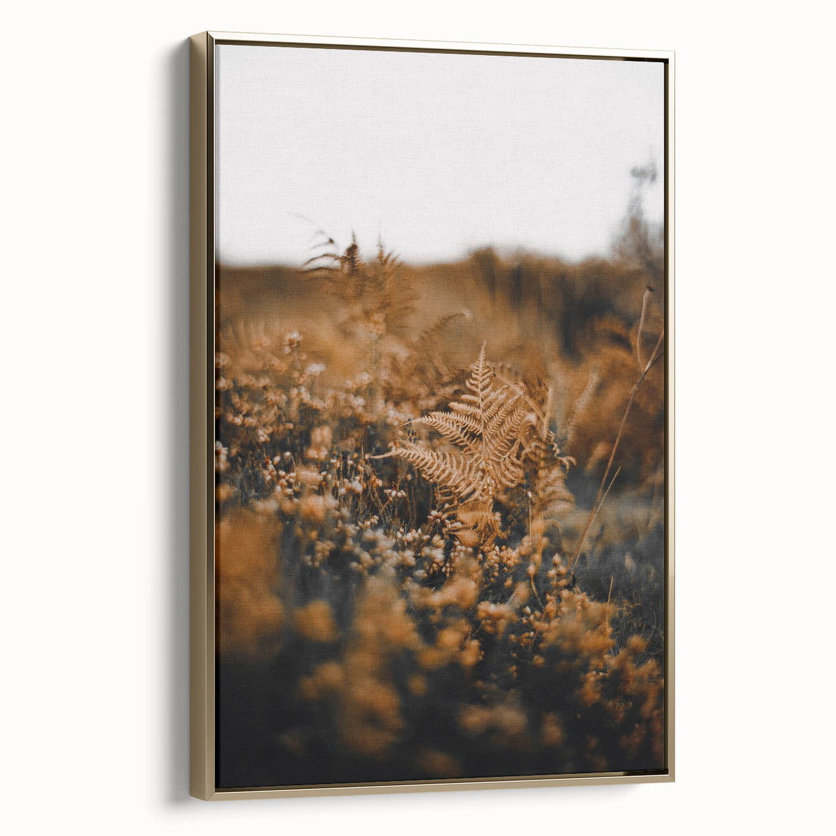Framed canvas featuring a vintage-style landscape painting with autumnal hues, ideal for bedroom wall art.