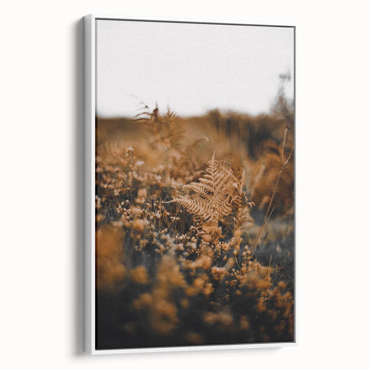Vintage poster art of a fall landscape on framed canvas, featuring vibrant autumn colors, ideal for living room decor.