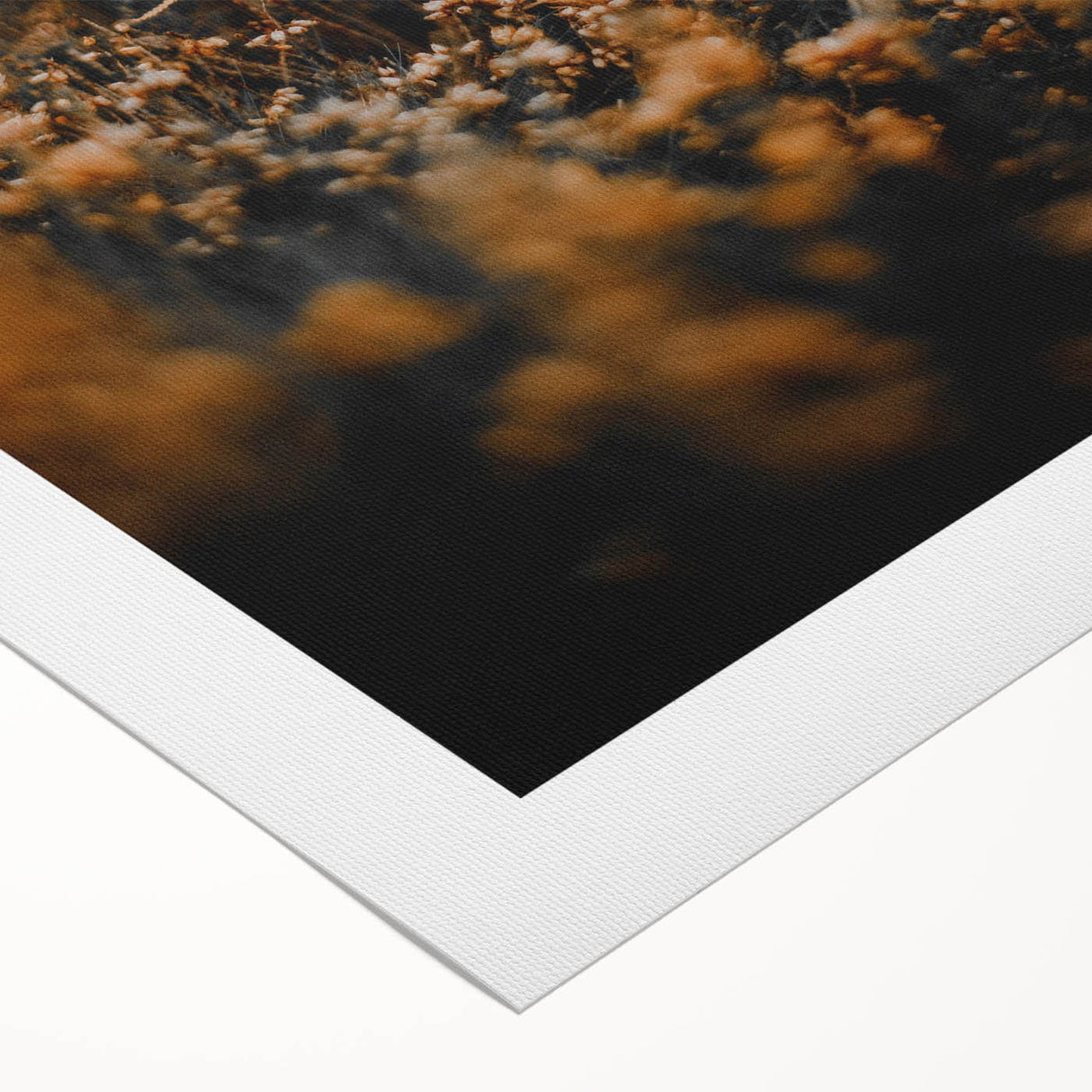 Art deco poster featuring an autumnal scene with warm orange and brown tones on rolled canvas.