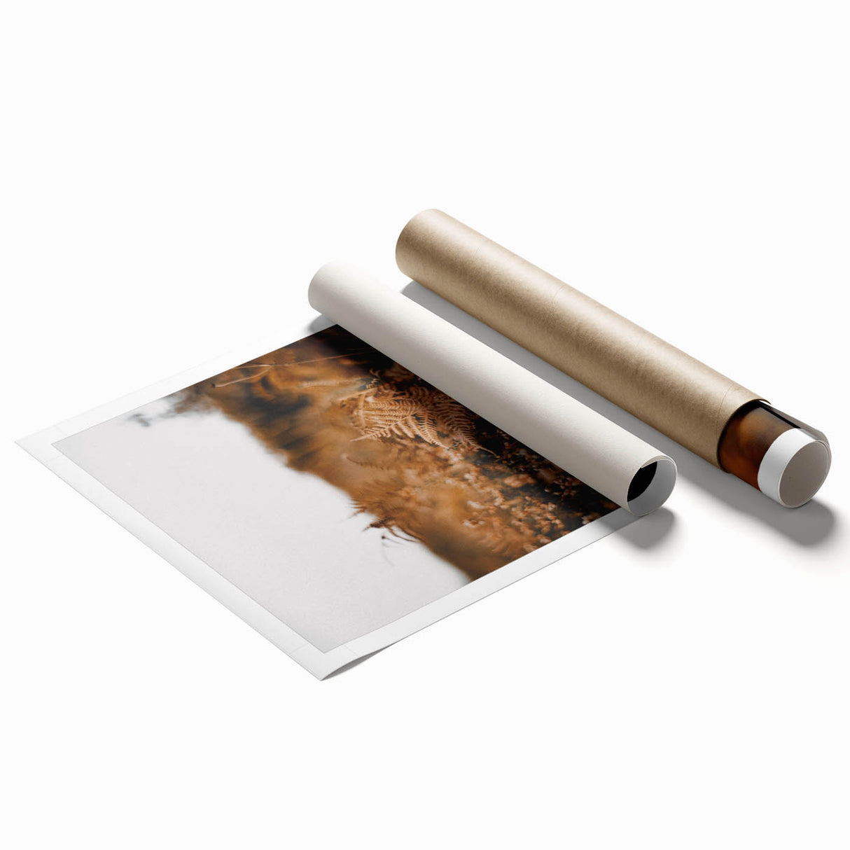 Rolled print of fall-themed floral art in warm orange and brown tones, suitable for dining room wall decor.