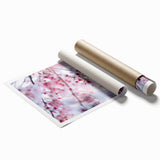 Extra large rolled print of spring floral art in soft pastel shades.