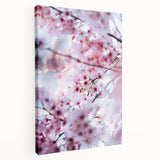 Spring-themed abstract painting in soft green and pink hues on stretched canvas, suited for kitchen wall art.