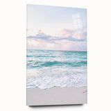 Large abstract wall art on acrylic glass depicting vibrant summer hues, ideal for bedroom or dining room decor.