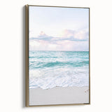 Framed canvas featuring a vintage landscape painting of summer scenery with muted gold and black tones.