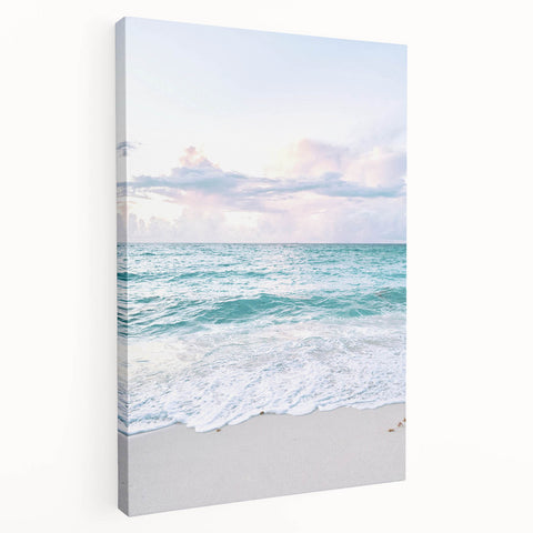Large art print depicting a summer landscape on stretched canvas, using warm orange and yellow tones.