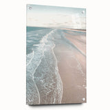 Large abstract wall art in vibrant hues on acrylic glass, ideal for bedroom or dining room ambiance.