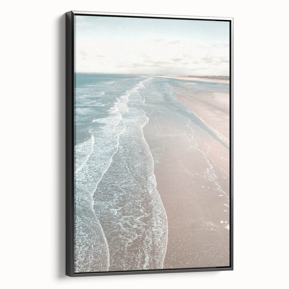 Black and white landscape art painting on framed canvas, featuring a vintage poster style, ideal for bedroom decor.