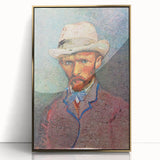 Art Deco style poster of a modern art wall decor, framed in gold acrylic, featuring muted pastel colors.