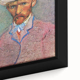 Close-up of a framed canvas featuring a textured, colorful rendition of Van Gogh's style, ideal for living room decor.