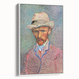 Vintage poster art of Van Gogh's painting on a framed canvas, featuring colorful art on a black background.