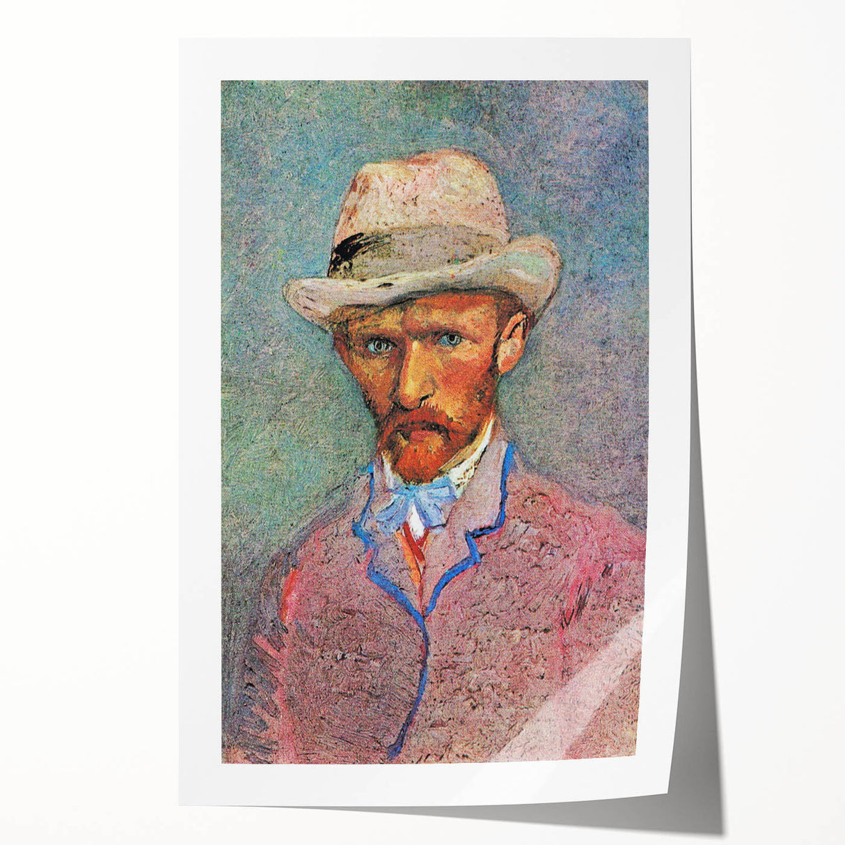 Rolled canvas print of Van Gogh-inspired floral art in vibrant colors, suitable for dining room or bathroom decor.
