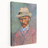 Side view of a large stretched canvas depicting Van Gogh-inspired abstract design in vibrant colors.