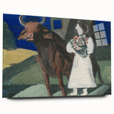 Modern Wall Art: Mystical Bride with Bull in Bold Colors