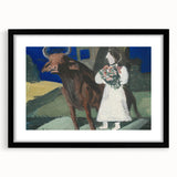 Modern Wall Art: Mystical Bride with Bull in Bold Colors