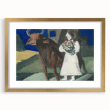 Modern Wall Art: Mystical Bride with Bull in Bold Colors