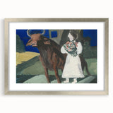 Modern Wall Art: Mystical Bride with Bull in Bold Colors