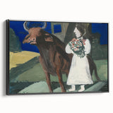 Modern Wall Art: Mystical Bride with Bull in Bold Colors