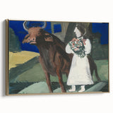 Modern Wall Art: Mystical Bride with Bull in Bold Colors