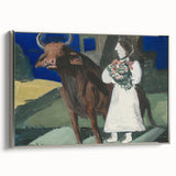 Modern Wall Art: Mystical Bride with Bull in Bold Colors