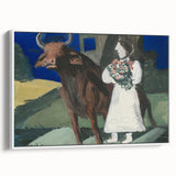 Modern Wall Art: Mystical Bride with Bull in Bold Colors