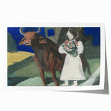 Modern Wall Art: Mystical Bride with Bull in Bold Colors