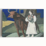 Modern Wall Art: Mystical Bride with Bull in Bold Colors
