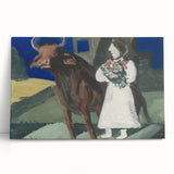 Modern Wall Art: Mystical Bride with Bull in Bold Colors