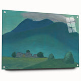 Modern Wall Art: Serene Landscape in Turquoise and Deep Blue Hues