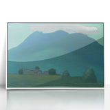 Modern Wall Art: Serene Landscape in Turquoise and Deep Blue Hues