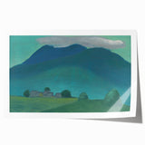 Modern Wall Art: Serene Landscape in Turquoise and Deep Blue Hues