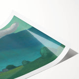 Modern Wall Art: Serene Landscape in Turquoise and Deep Blue Hues